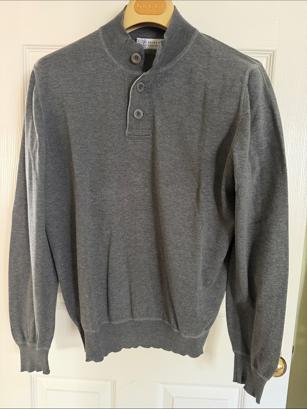 Brunello Cucinelli Men's Charcoal Button-Front Cardigan